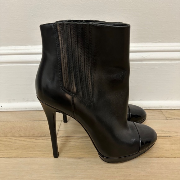 Brian Atwood Women's Fragola Black Cap Toe Platform Booties - Picture 2 of 3